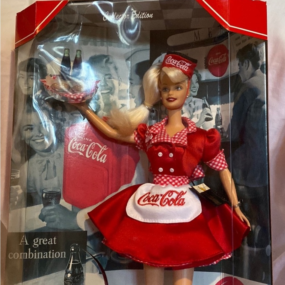 50’s reprod. Coca-Cola Barbie Doll Box in Red and White 1998